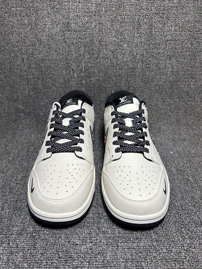 Nk SB Dunk Low Collaboration - Off White with black L'V Print