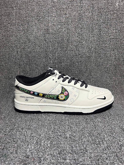 Nk SB Dunk Low Collaboration - Off White with black L'V Print